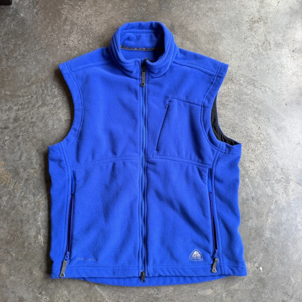VINTAGE Y2K Nike ACG Vest Mens L Blue Fleece 2 Thermal Layer Full Zip Outdoor